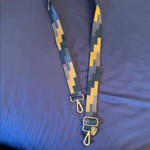 Geometric Patterned adjustable purse Strap with Gold Hardware